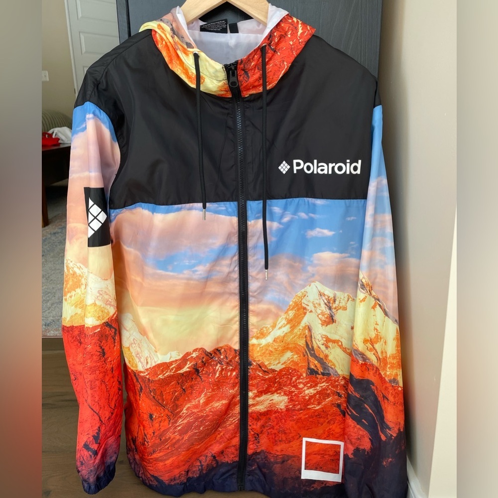 Polaroid Mountain Print Windbreaker Jacket, Men’s Medium